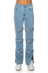 SONGBIRD BUCKLED STRAIGHT LEG DENIM