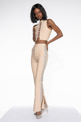 SORRY I'M LATE RHINESTONE MOCK NECK BANDAGE CROP TOP