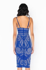 STATUE STATUS RHINESTONE BANDAGE MIDI DRESS