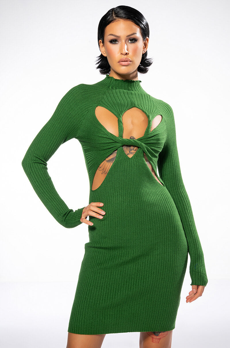 STORYTELLER TWIST FRONT DETAIL MINI DRESS
