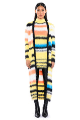 STRIPED FUZZY CARDIGAN