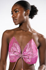 SWEET THANG SLEEVELESS EMBELLISHED CROP TOP IN PINK