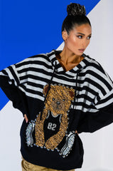 TEDDY HOODED STRIPED SWEATER