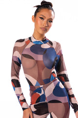 THATS A WRAP LONG SLEEVE MOCK NECK MESH BODYSUIT