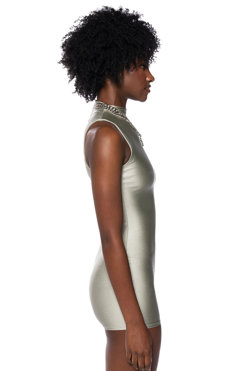 THE CASSIE SLEEVELESS SLINKY ROMPER IN GREY