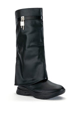 TRIPLE SEC FOLD OVER FLAT BOOT IN BLACK