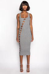 TULUM CUT OUT RHINESTONE RIBBED MIDI DRESS