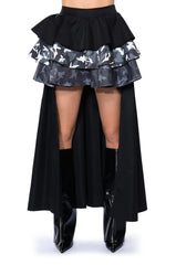 UNBOTHERED HIGH LOW HEM RUFFLE MAXI SKIRT