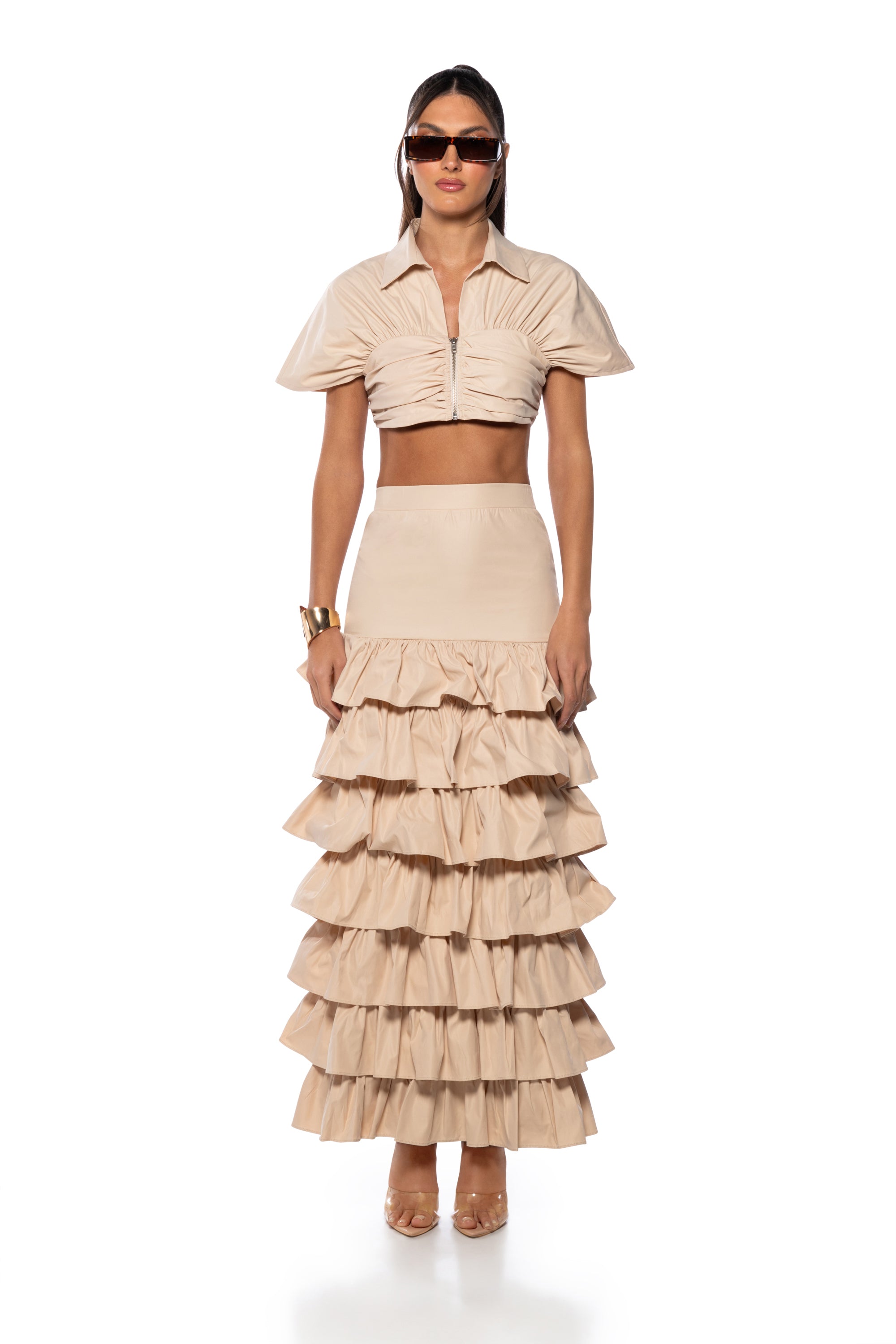 UNDER THE SUN RUFFLE MAXI SKIRT