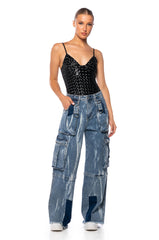 VIBING FAUX LEATHER BODYSUIT