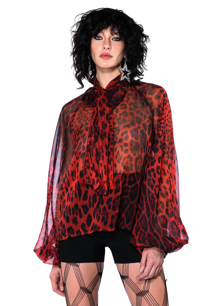 CAITLYNN TIE NECK SHEER BLOUSE
