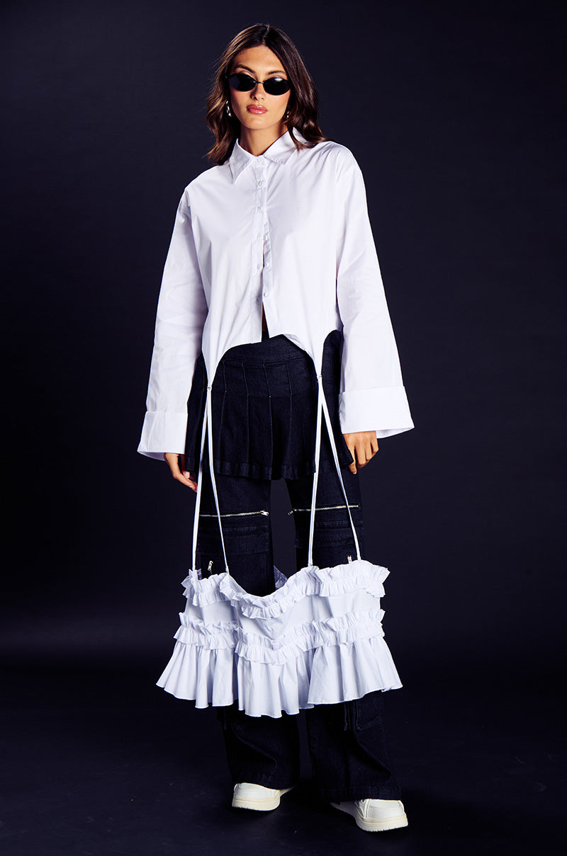 WANT U BACK WIDE LEG DENIM PANT WITH SKIRT