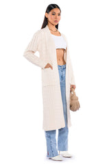 WARM N FUZZY BRAID PATTERN KNIT CARDIGAN