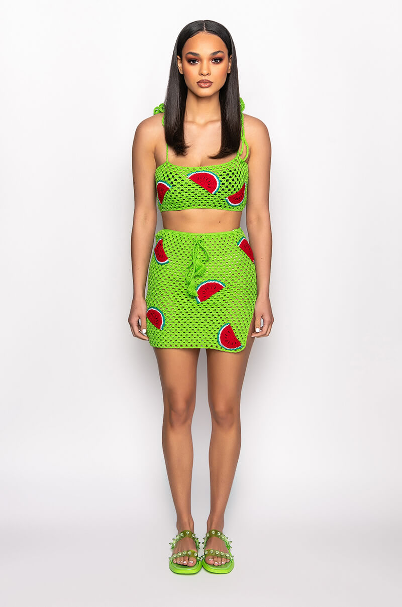 WATERMELON SUGA KNIT MINI SKIRT