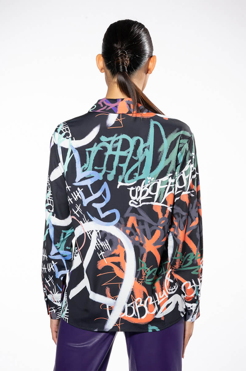 WILDER PRINTED BUTTON DOWN BLOUSE