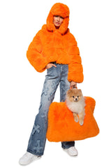 YETI LARGE FAUX FUR TOTE IN ORANGE