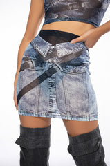 YOU THOUGHT WRONG PRINTED MESH SKIRT AND TOP SET
