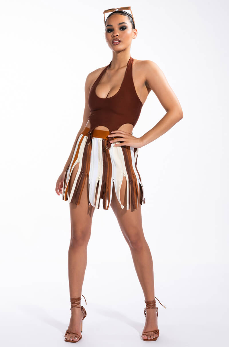 ZIP ME UP MINI SKIRT WITH ZIPPER TRIM